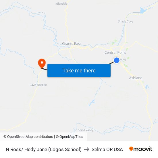 N Ross/ Hedy Jane (Logos School) to Selma OR USA map