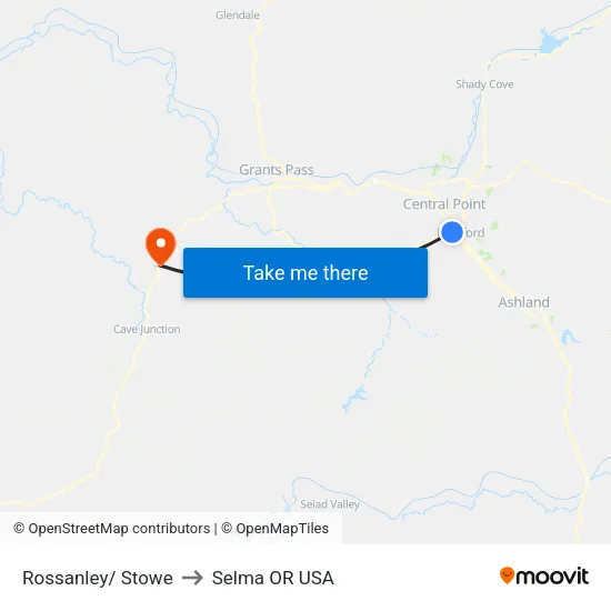 Rossanley/ Stowe to Selma OR USA map