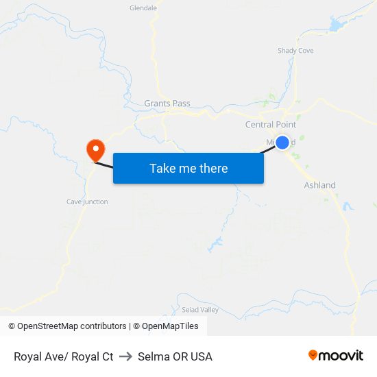 Royal Ave/ Royal Ct to Selma OR USA map