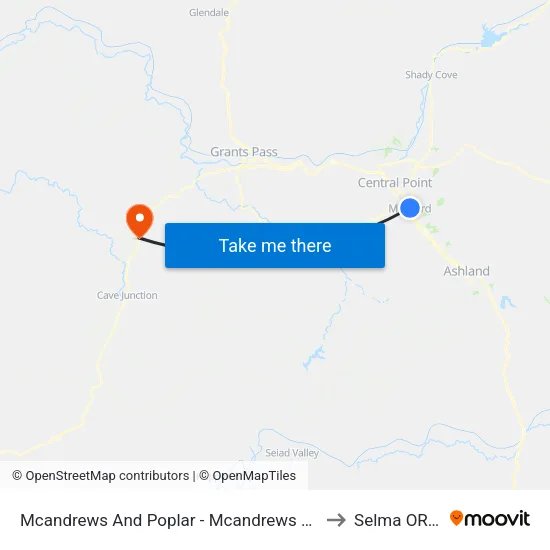 Mcandrews And Poplar - Mcandrews Marketplace to Selma OR USA map