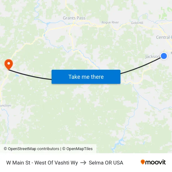 W Main St - West Of Vashti Wy to Selma OR USA map