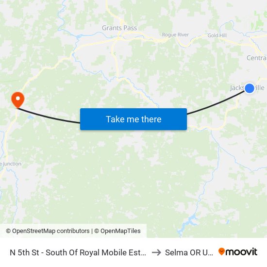 N 5th St - South Of Royal Mobile Estates to Selma OR USA map