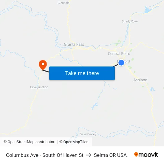 Columbus Ave - South Of Haven St to Selma OR USA map