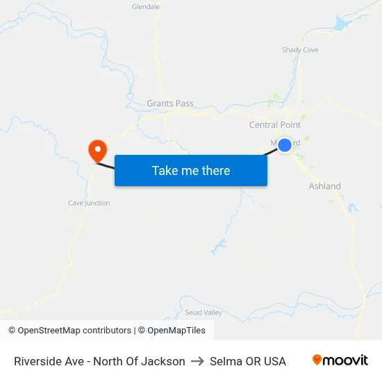 Riverside Ave - North Of Jackson to Selma OR USA map