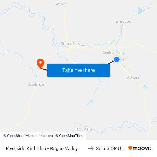 Riverside And Ohio - Rogue Valley Mall to Selma OR USA map