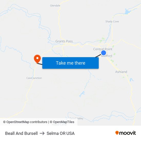Beall And Bursell to Selma OR USA map