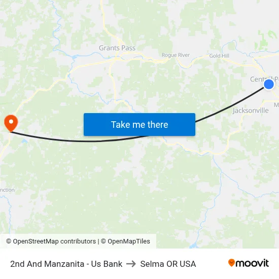 2nd And Manzanita - Us Bank to Selma OR USA map