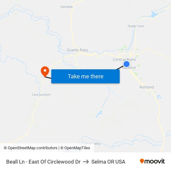 Beall Ln - East Of Circlewood Dr to Selma OR USA map