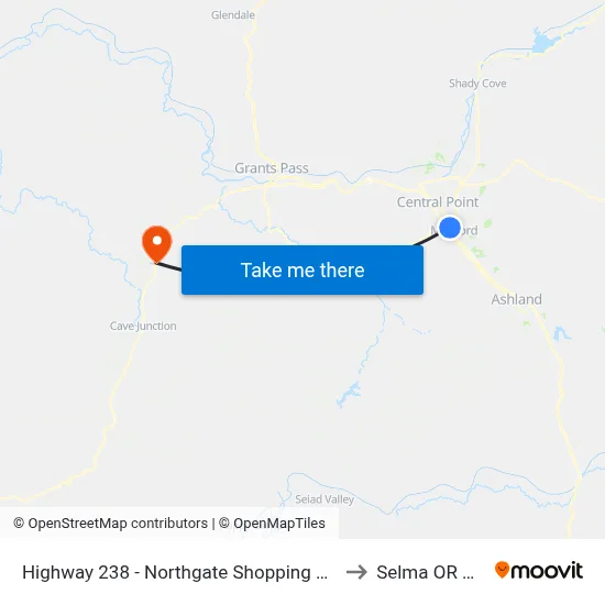 Highway 238 - Northgate Shopping Center to Selma OR USA map