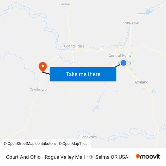 Court And Ohio - Rogue Valley Mall to Selma OR USA map