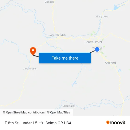 E 8th St - under I-5 to Selma OR USA map