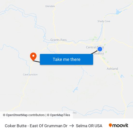 Coker Butte - East Of Grumman Dr to Selma OR USA map