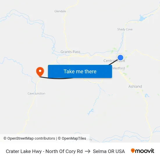 Crater Lake Hwy - North Of Cory Rd to Selma OR USA map