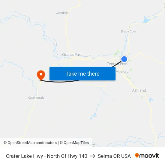 Crater Lake Hwy - North Of Hwy 140 to Selma OR USA map