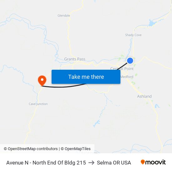 Avenue N - North End Of Bldg 215 to Selma OR USA map