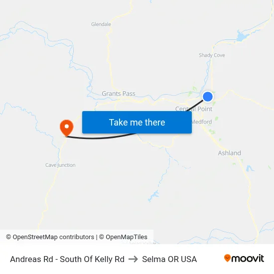 Andreas Rd - South Of Kelly Rd to Selma OR USA map