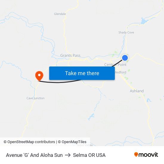 Avenue 'G' And Aloha Sun to Selma OR USA map