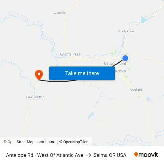Antelope Rd - West Of Atlantic Ave to Selma OR USA map