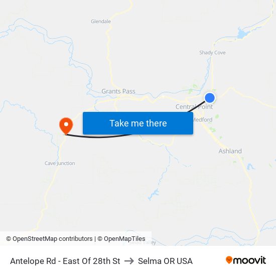 Antelope Rd - East Of 28th St to Selma OR USA map