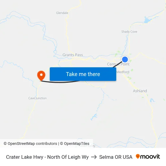 Crater Lake Hwy - North Of Leigh Wy to Selma OR USA map