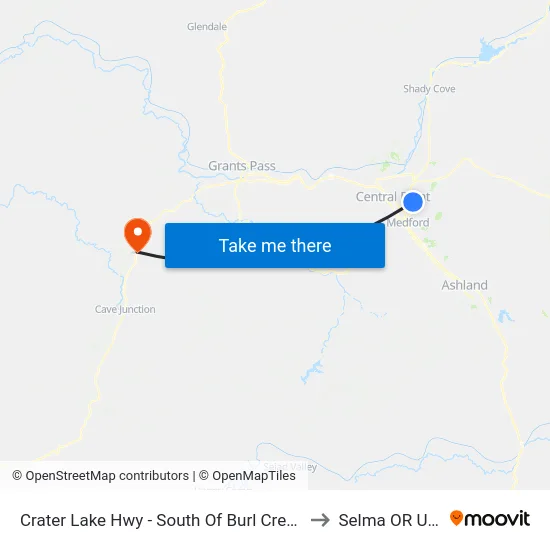 Crater Lake Hwy - South Of Burl Crest Dr to Selma OR USA map