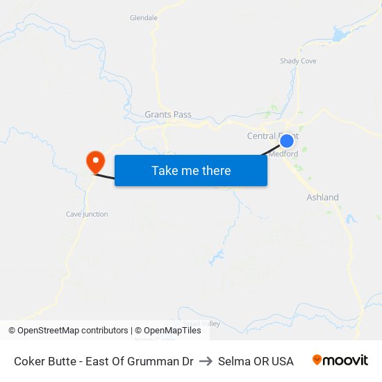 Coker Butte - East Of Grumman Dr to Selma OR USA map