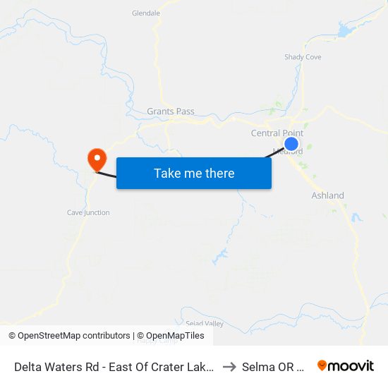 Delta Waters Rd - East Of Crater Lake Hwy to Selma OR USA map