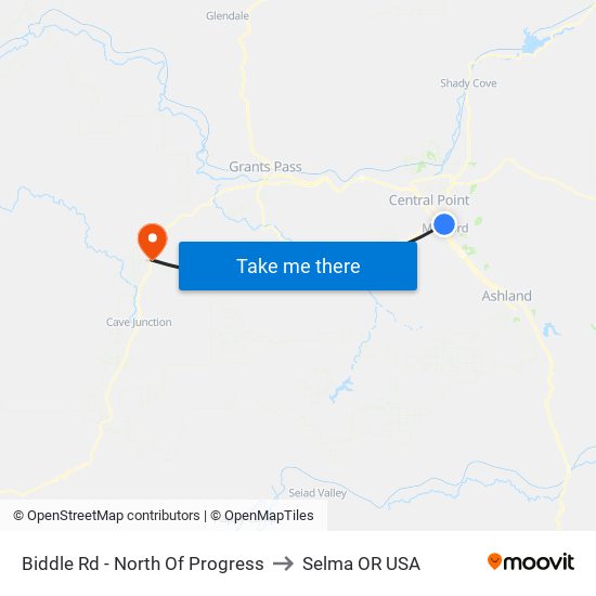 Biddle Rd - North Of Progress to Selma OR USA map