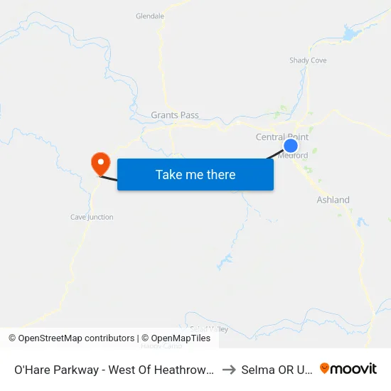 O'Hare Parkway - West Of Heathrow Way to Selma OR USA map