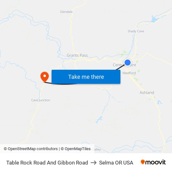 Table Rock Road And Gibbon Road to Selma OR USA map