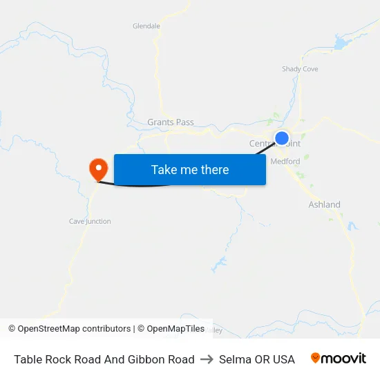 Table Rock Road And Gibbon Road to Selma OR USA map