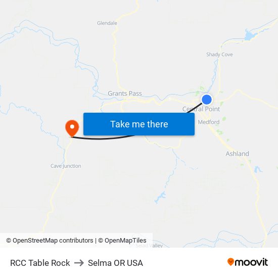 RCC Table Rock to Selma OR USA map