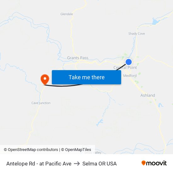 Antelope Rd - at Pacific Ave to Selma OR USA map