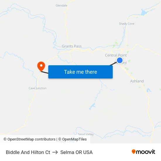 Biddle And Hilton Ct to Selma OR USA map