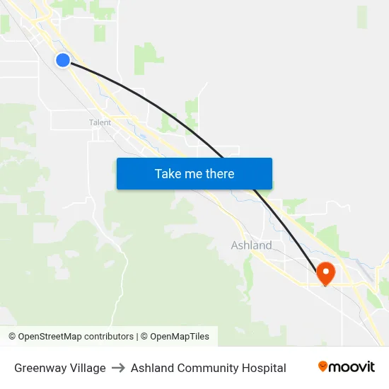 Greenway Village to Ashland Community Hospital map
