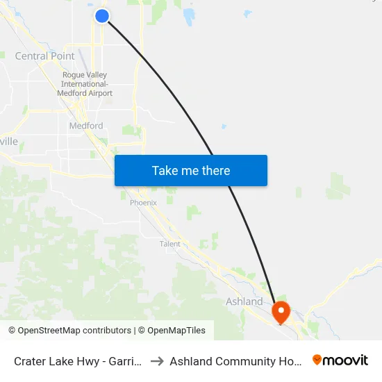 Crater Lake Hwy - Garrison's to Ashland Community Hospital map