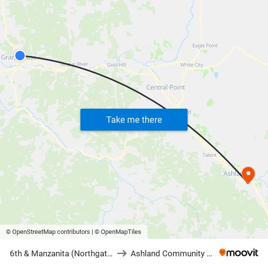 6th & Manzanita (Northgate Center) to Ashland Community Hospital map