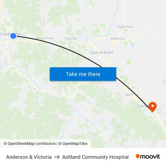 Anderson & Victoria to Ashland Community Hospital map