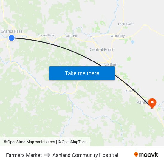 Farmers Market to Ashland Community Hospital map