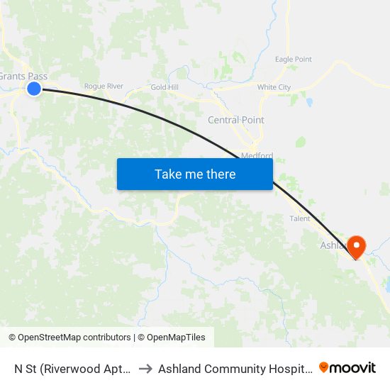 N St (Riverwood Apts) to Ashland Community Hospital map