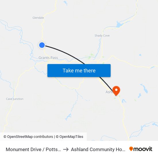 Monument Drive / Potts Way to Ashland Community Hospital map