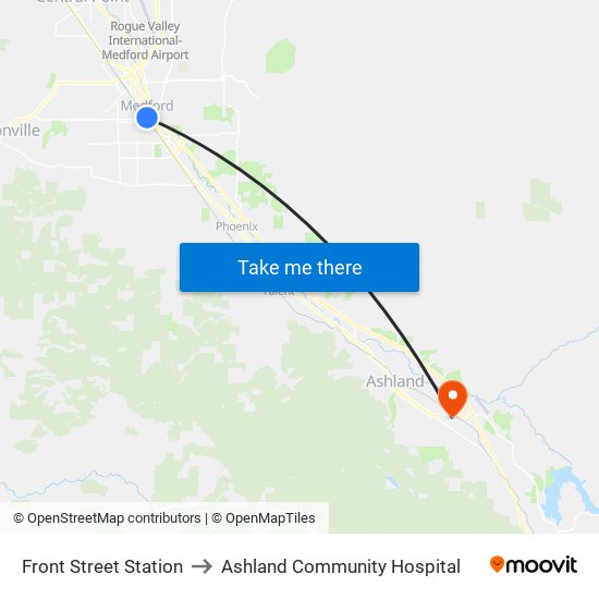 Front Street Station to Ashland Community Hospital map