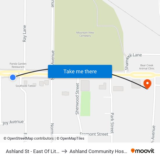 Ashland St - East Of Lit Wy to Ashland Community Hospital map