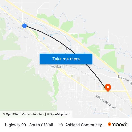 Highway 99 - South Of Valley View Rd to Ashland Community Hospital map