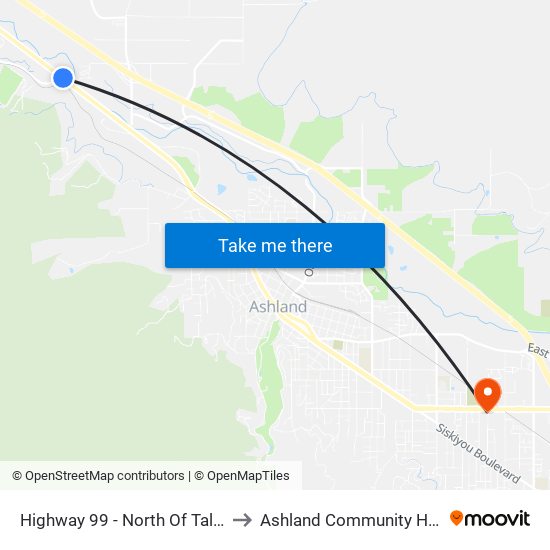 Highway 99 - North Of Talent Ave to Ashland Community Hospital map