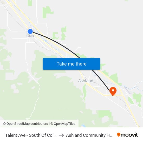 Talent Ave - South Of Colver Rd to Ashland Community Hospital map