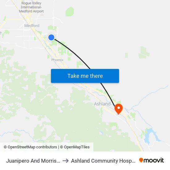 Juanipero And Morrison to Ashland Community Hospital map