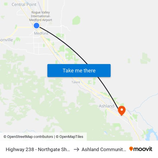 Highway 238 - Northgate Shopping Center to Ashland Community Hospital map