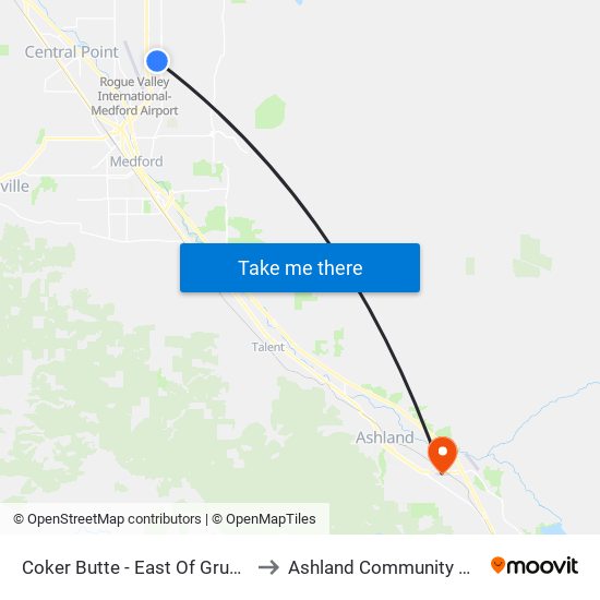 Coker Butte - East Of Grumman Dr to Ashland Community Hospital map