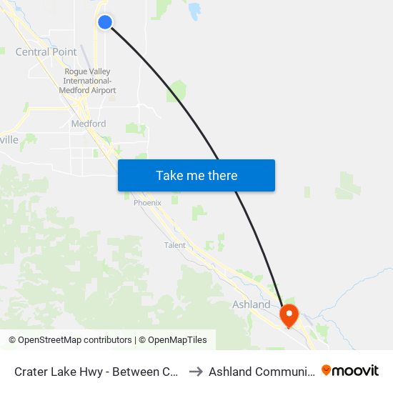 Crater Lake Hwy - Between Cory Rd & Vilas Rd to Ashland Community Hospital map